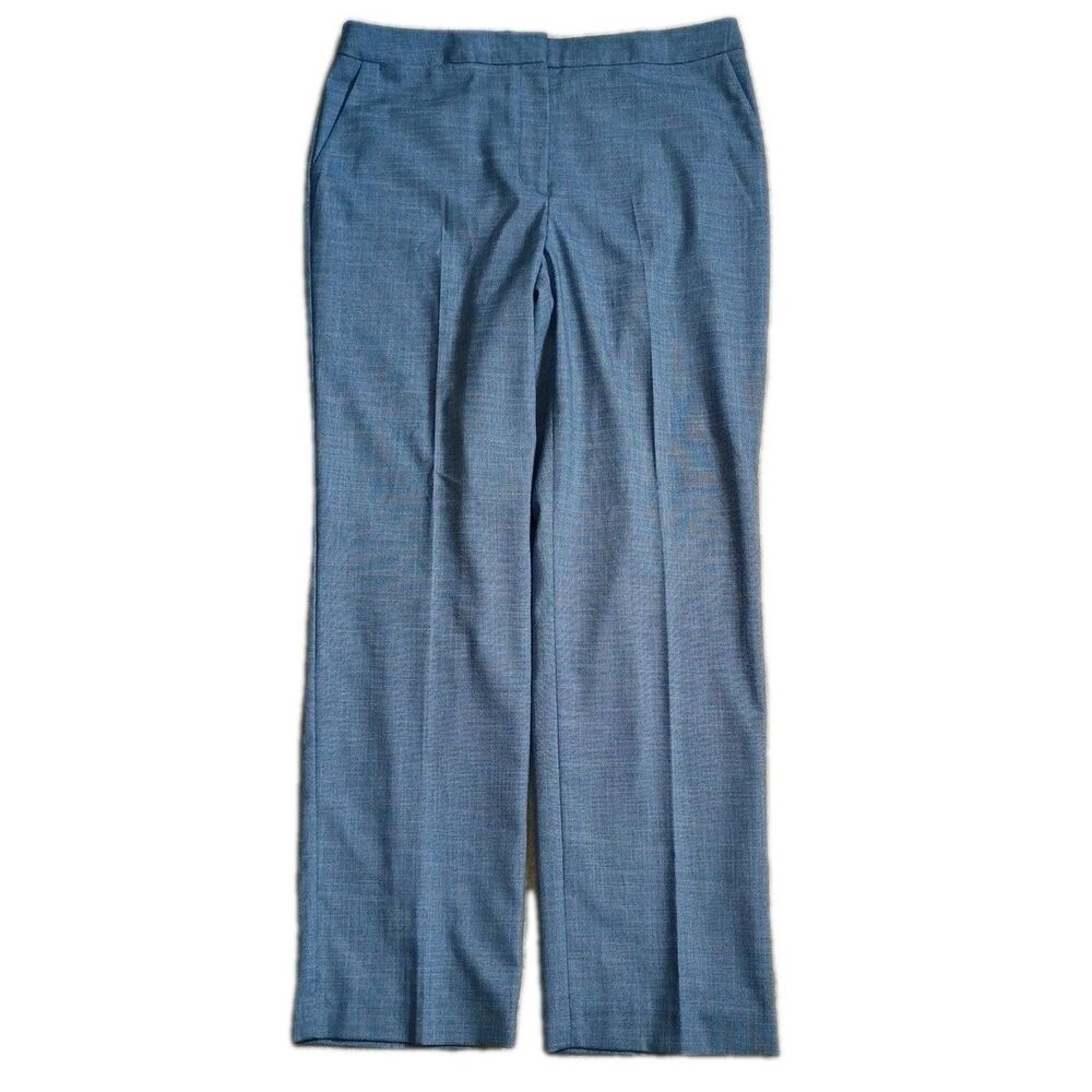 Talbots Pants Women Sz 12 Blue Herringbone Stretch Lined Dress Slacks Career New